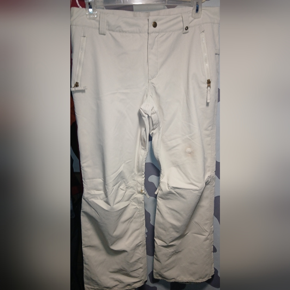686 Authentic Collection White Ski Pants with Zipper Details Large
